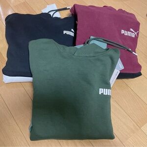 Puma Sweatshirts in Black, Green, and Burgundy